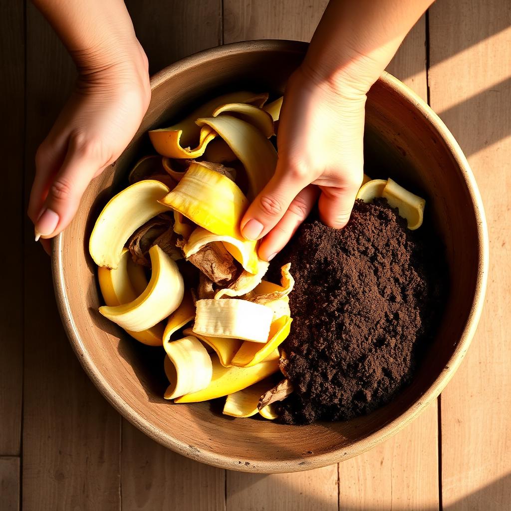 Preparando compost natural con cáscaras